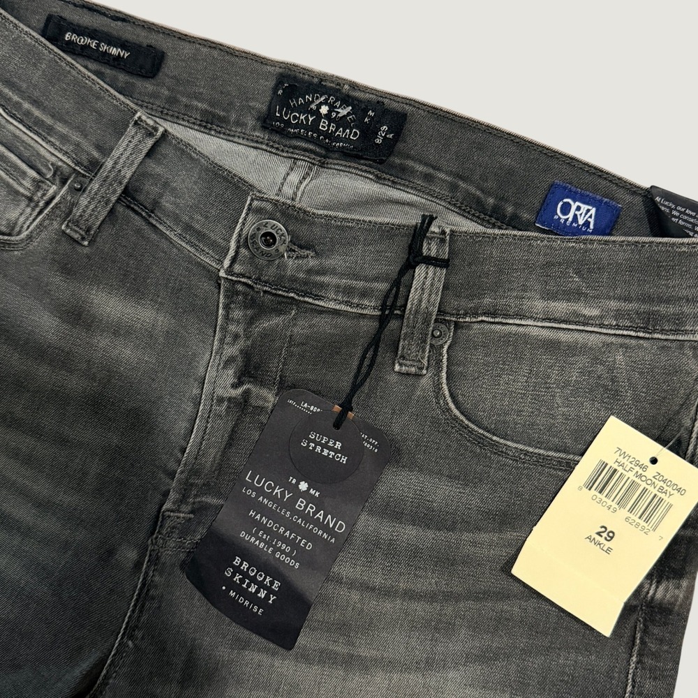 Lucky Brand Brooke Skinny Jeans Women 8/29 Grey Half Moon Bay Ankle Stretch